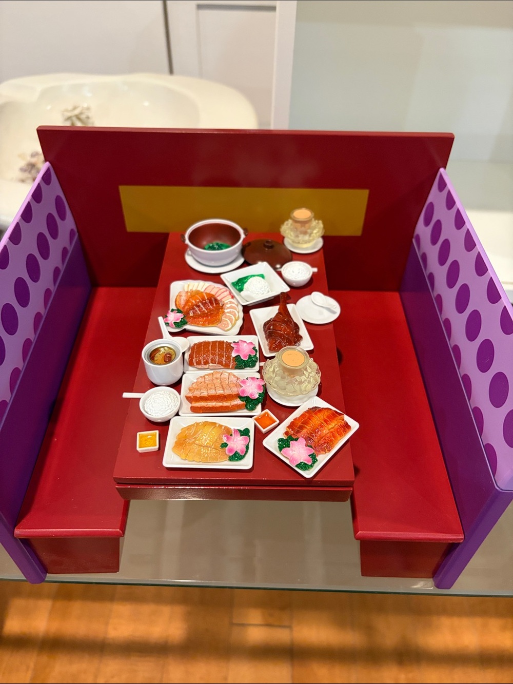 Miniature Sushi Feast Playset - Red & Purple Table Setting